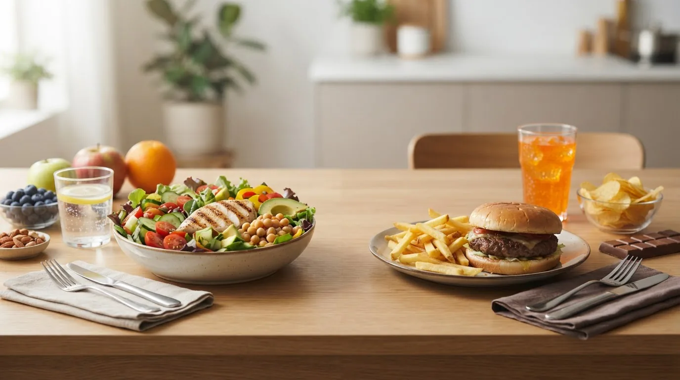 eating healthy vs unhealthy