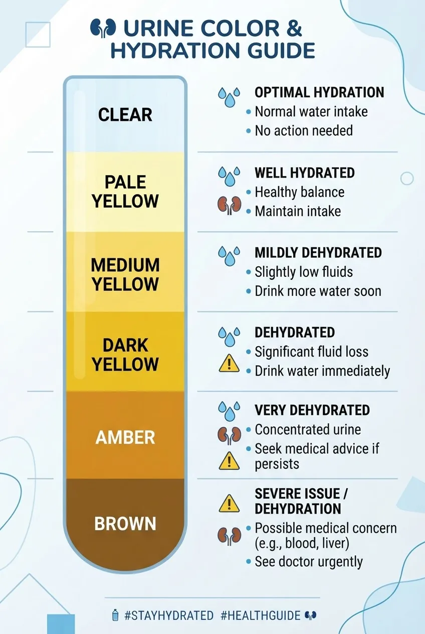 shows a vertical color gradient bar with segments labeled: clear, pale yellow, medium yellow, dark yellow, amber, brown. Each segment